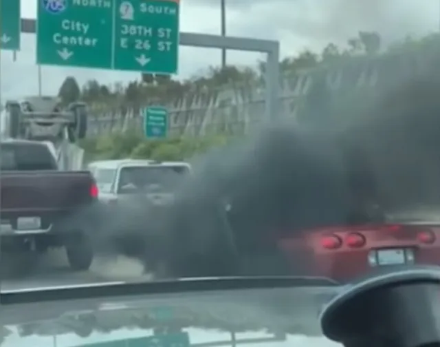 Red Corvette Driver Rolls Down Window & Flips The Bird, Gets Taught Lesson