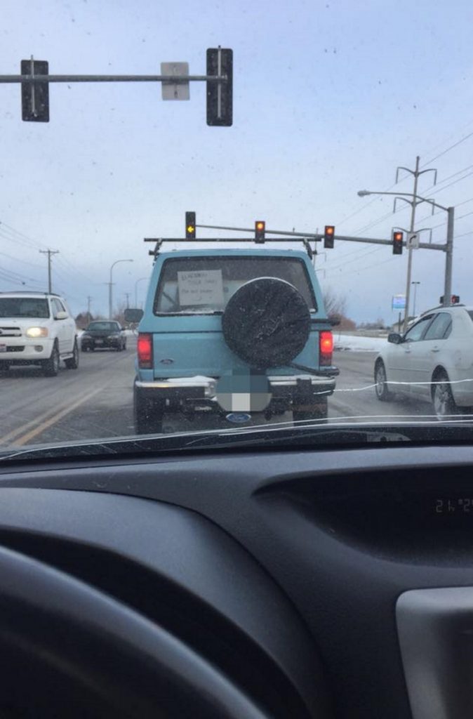 Hailey Frustrated Behind Slow Vehicle, Snaps Pic After She Sees Sign